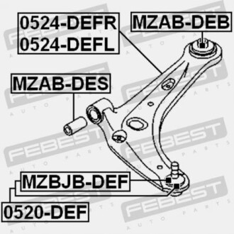 Фото 2 - Сайлентблок рычага FEBEST MZAB-DEB