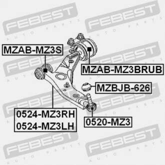 Фото 2 - Сайлентблок важеля FEBEST MZAB-MZ3BRUB