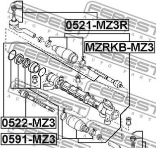 Фото 2 - Рульова рейка та кріплення FEBEST MZRK-BMZ3 (MZRKBMZ3)