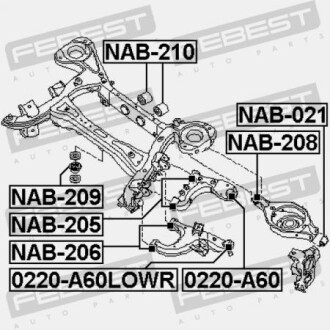 Фото 2 - Сайлентблок подрамника FEBEST NAB-209 (NAB209)