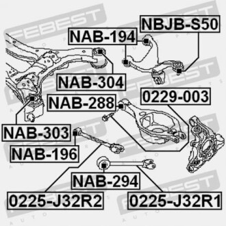 Фото 2 - Сайлентблок підрамника FEBEST NAB-304 (NAB304)