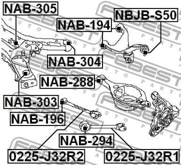 Фото 2 - Сайлентблок підрамника FEBEST NAB-305 (NAB305)