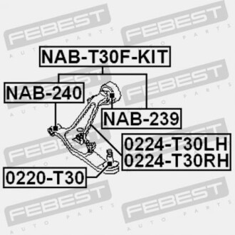 Фото 2 - Сайлентблок важеля FEBEST NAB-T30F-KIT