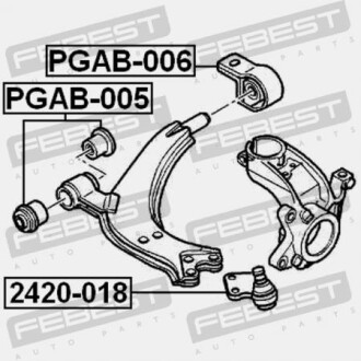 Фото 2 - Сайлентблок рычага FEBEST PGAB006