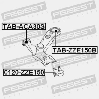 Фото 2 - Сайлентблок рычага FEBEST TAB-ZZE150B (TABZZE150B)