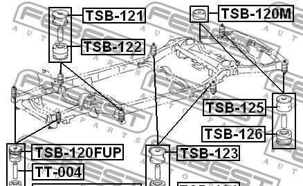 Фото 2 - Сайлентблок подрамника FEBEST TSB-124 (TSB124)