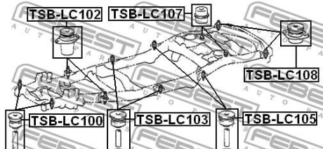 Фото 2 - Сайлентблок підрамника FEBEST TSBL-C106 (TSBLC106)