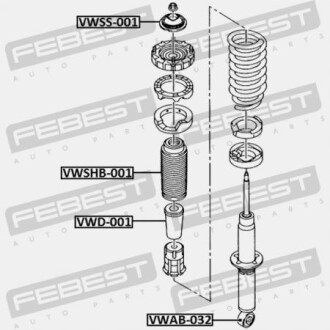 Фото 2 - Сайлентблок для амортизатора FEBEST VWAB032