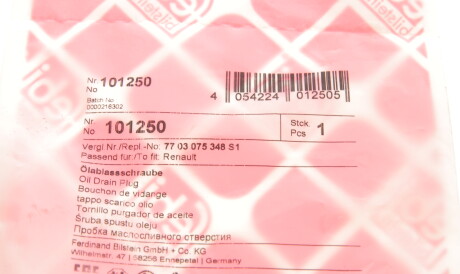Фото 3 - Пробка масляного поддона FEBI BILSTEIN 101250