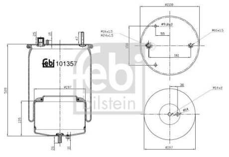 Пневморессора 4561 N P02 (со стаканом) - (22058738, 21224746) FEBI BILSTEIN 101357