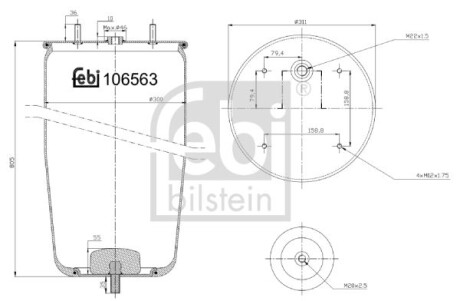 Балон пневматичної ресори, пневматична підвіска - FEBI BILSTEIN 106563