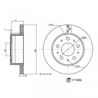 Фото 2 - Гальмівний диск FEBI BILSTEIN 171496