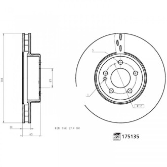 Диск гальмівної - (a0004212612, 0004212612) FEBI BILSTEIN 175135
