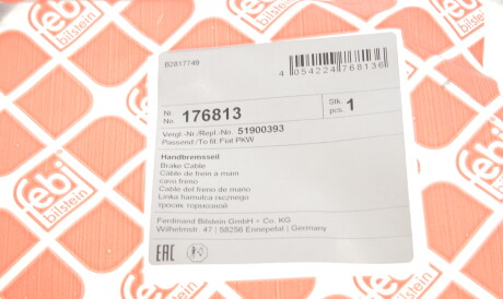 Фото 2 - Трос ручного гальма FEBI BILSTEIN 176813