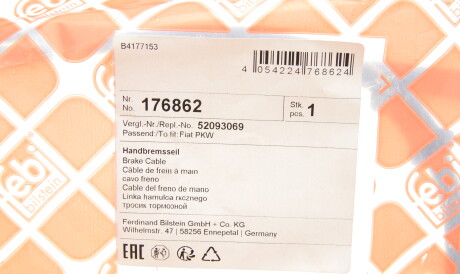 Фото 2 - Трос ручного гальма FEBI BILSTEIN 176862