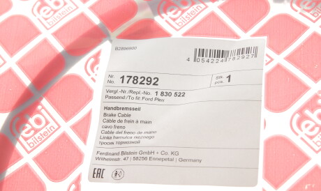 Фото 2 - Трос ручного тормоза FEBI BILSTEIN 178292