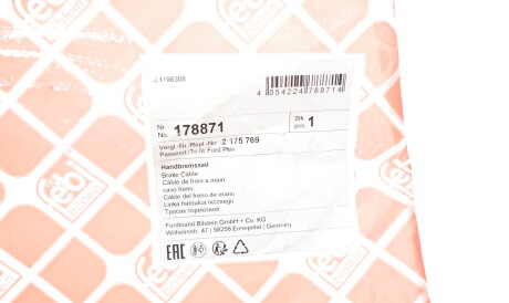 Фото 2 - Трос ручного гальма FEBI BILSTEIN 178871