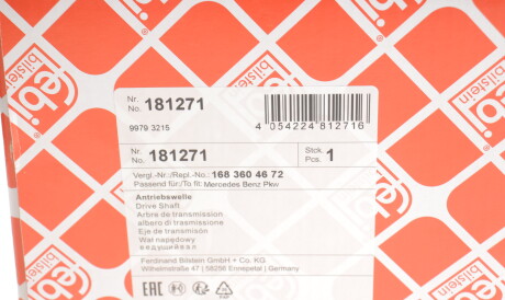 Фото 2 - Напіввісь FEBI BILSTEIN 181271