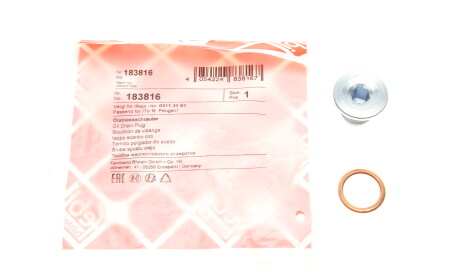 Фото 2 - Пробка масляного піддону FEBI BILSTEIN 183816