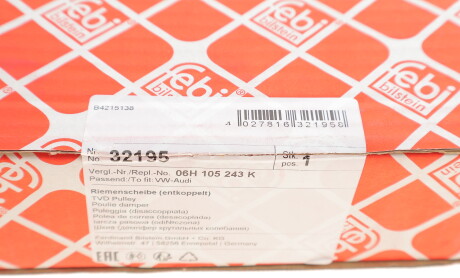 Фото 4 - Шкив коленвала / Демфер FEBI BILSTEIN 32195