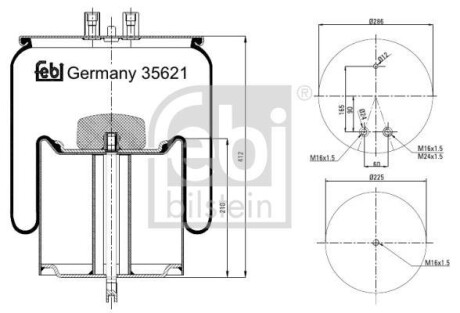 Кожух пневматической рессоры - (5010600328, 5010294307C, 20722412) FEBI BILSTEIN 35621