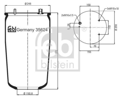 Кожух пневматической рессоры - FEBI BILSTEIN 35624