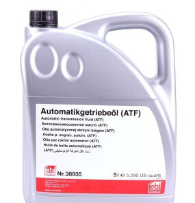 Трансмиссионное масло для 6-ступенчатых АКПП FEBI ATF ZF Volkswagen Audi BMW Ford VAG желтое 5л - FEBI BILSTEIN 38935