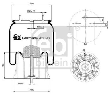 Кожух пневматической рессоры - FEBI BILSTEIN 45098
