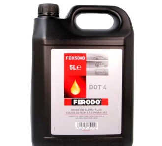 Гальмівна рідина DOT4 (5L) [сухість: 249°C, вологість: 158°C SAE 1350, ISO/DIN 4925 - FERODO FBX500B