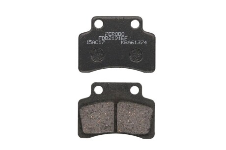 Гальмівні колодки Нижн/задн, призначення: скутери/малі мотоцикли, матеріал: eco friction-EF, 44,1x60,2x9,1мм CPI HUSSAR, OLIVER, POPCORN KYMCO HEROISM 50/125/150 1995-2004 - FERODO FDB2191EF