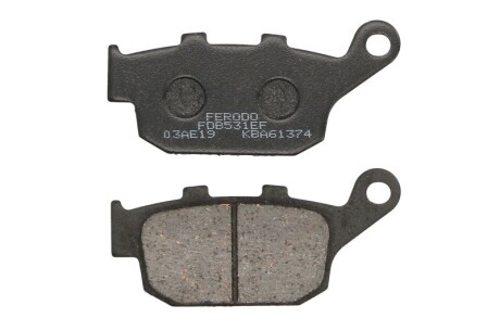 Гальмівні колодки задн, призначення: скутери/малі мотоцикли, матеріал: eco friction-EF, 40,5x86,2x10,6мм BUELL BLAST, M2, S1, S3, S3T, X1, X1W, XB12R, XB12S, XB12SS, XB12X, XB9S 125-1200 1986-2020 - FERODO FDB531EF