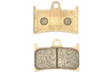Гальмівні колодки передн, призначення: скутери, матеріал: агломерат-SG, 51x69x9,4мм YAMAHA FJR, FZ1, FZ6, MT-01, NIKEN, TDM, TRACER, XJR, XSR, YZF-R1, YZF-R6 600-1670 1998-2019 - FERODO FDB605SM