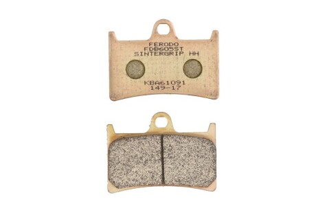 Гальмівні колодки передн, призначення: шосейне, матеріал: агломерат-ST, 50,9x69,1x9,4мм YAMAHA FJR, FZ1, FZ6, MT-01, NIKEN, TDM, TRACER, XJR, XSR, YZF-R1, YZF-R6, YZF-R7 600-1670 1998-2024 - FERODO FDB605ST