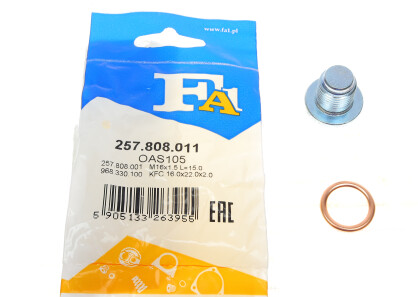 Пробка піддону + ущільнювач FA1 - (su00101087s1, su00101087, 9677476480s1) Fischer Automotive One (FA1) 257.808.011