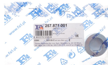 Фото 2 - Пробка масляного піддону Fischer Automotive One (FA1) 257.871.001 (257871001)