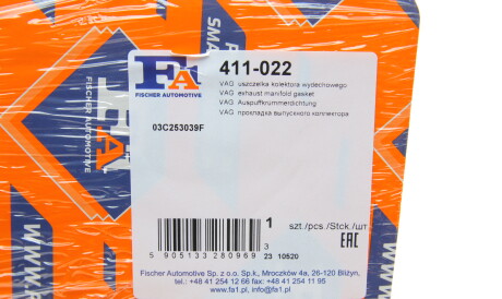 Фото 2 - Прокладка выпускного коллектора Fischer Automotive One (FA1) 411-022 (411022)