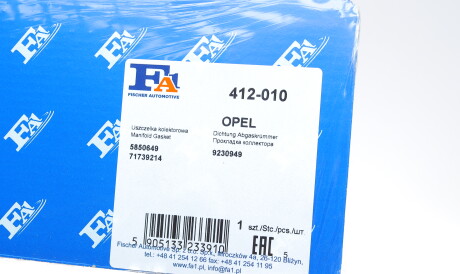 Фото 2 - Прокладка випускного колектора Fischer Automotive One (FA1) 412-010 (412010)