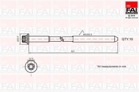 Комплект болтов головки цилидра - Fischer Automotive One (FA1) B1018