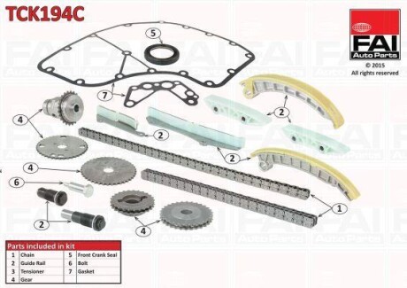 К-кт ланцюга (повний к--кт зі всім TCK194NG+TCK195NG) Citroen Jumper 06-/Fiat Ducato 06-/Peugeot Boxer 06- - (0831P0, 504019927, 504084526) Fischer Automotive One (FA1) TCK194C