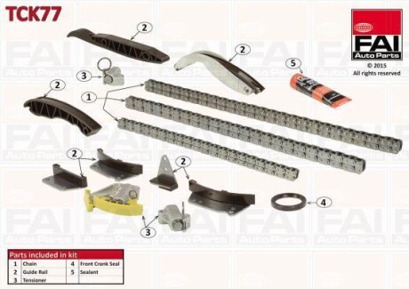 Цепь привода распредвала - (233514A020S1, 243514A020S1, 243614A020S1) Fischer Automotive One (FA1) TCK77