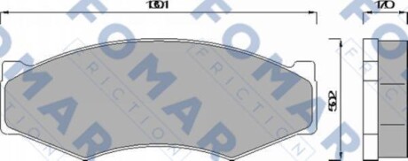 Комплект гальмівних накладок, дискове гальмо - FOMAR FO 441581
