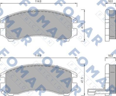 Комплект гальмівних накладок, дискове гальмо - FOMAR FO 443681