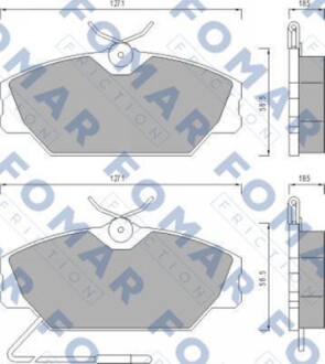 Комплект гальмівних накладок, дискове гальмо - FOMAR FO 447881