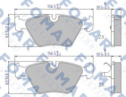 Комплект гальмівних накладок, дискове гальмо - FOMAR FO 449481