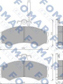 Комплект гальмівних накладок, дискове гальмо - FOMAR FO 453081