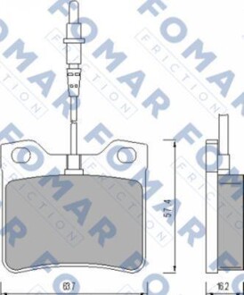 Комплект гальмівних накладок, дискове гальмо - FOMAR FO 454881