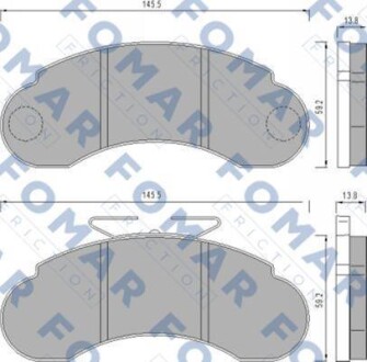 Комплект гальмівних накладок, дискове гальмо - FOMAR FO 458581