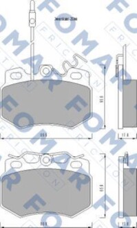 Комплект гальмівних накладок, дискове гальмо - FOMAR FO 474481