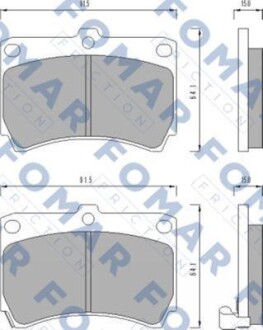 Комплект гальмівних накладок, дискове гальмо - FOMAR FO 477481
