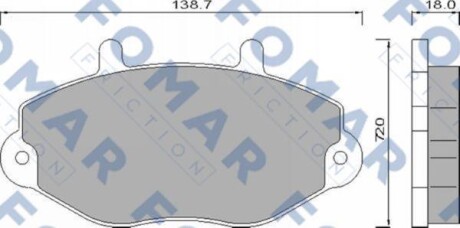 Комплект гальмівних накладок, дискове гальмо - FOMAR FO 486481